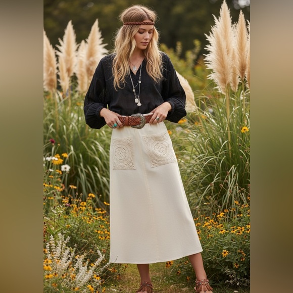 Zara Dresses & Skirts - Zara  Limited Addition Crochet Pocket Maxi Linen Skirt